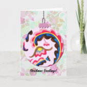  Stijl Bloemen Kerst Ornament Art Pink Kaart (Voorkant)