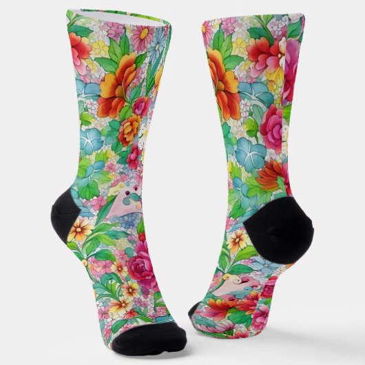 stijl Bloemen Kleurrijke Bloemen Sokken (Gebogen)