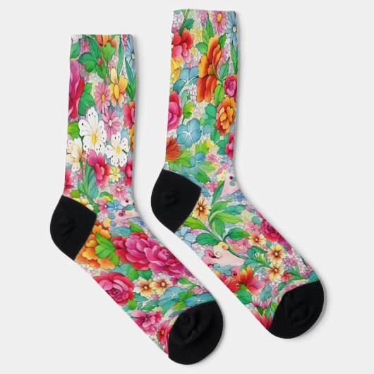 stijl Bloemen Kleurrijke Bloemen Sokken (Rechts)