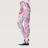  stijl Bloemen Leggings in Roze (Links)