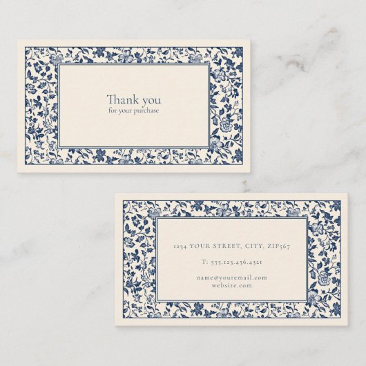  stijl Bloemen lijst Dank u behuizing Informatiekaartje (Voorkant / Achterkant)