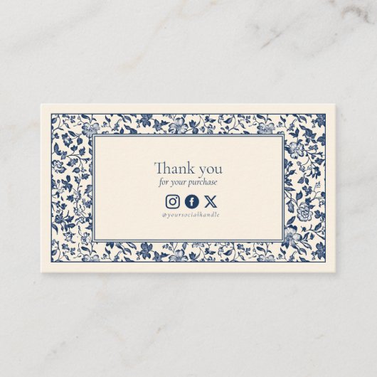  stijl Bloemen lijst Sociaal Dank u Informatiekaartje (Voorkant)