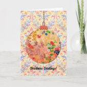  Stijl Bloemen Ornament Art Peach Christmas Kaart (Voorkant)