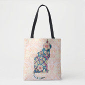 Stijl Bloemen Patroon Kat Canvas tas (Voorkant)