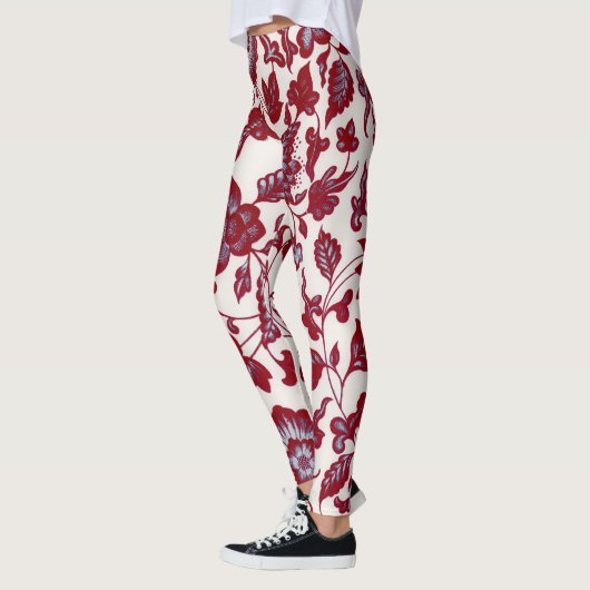  Stijl Bloemen Rood en Blauw Art Leggings (Links)