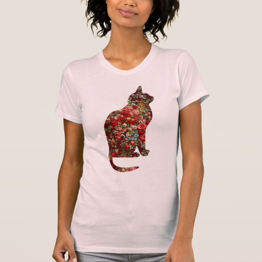  stijl bloemenpatroon Art Cat T-shirt (Voorkant)