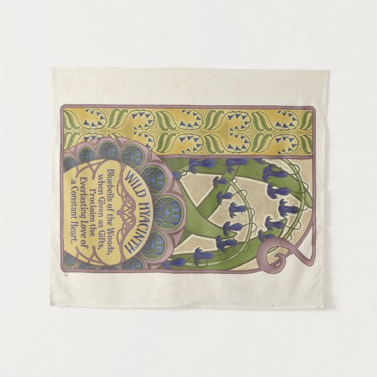  Stijl Bluebell Kunst met Groene Patroonrug Wandkleed (Voorkant (horizontaal))