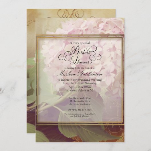  Stijl Blush Roze Hydrangea Vrijgezellenfeest Kaart (Voorkant / Achterkant)