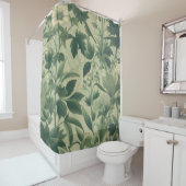 stijl botanische print groene bladeren douchegordijn (In situ)