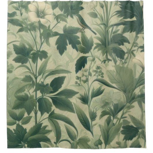 stijl botanische print groene bladeren douchegordijn (Voorkant)