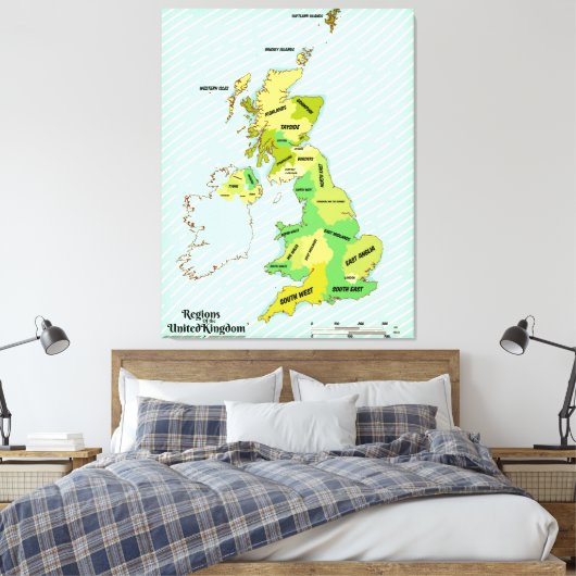 -stijl British Isles Shipping Forecast Canvas Afdruk (Insitu (Slaapkamer))