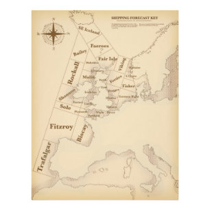 -stijl British Isles Shipping Forecast Foto Afdruk