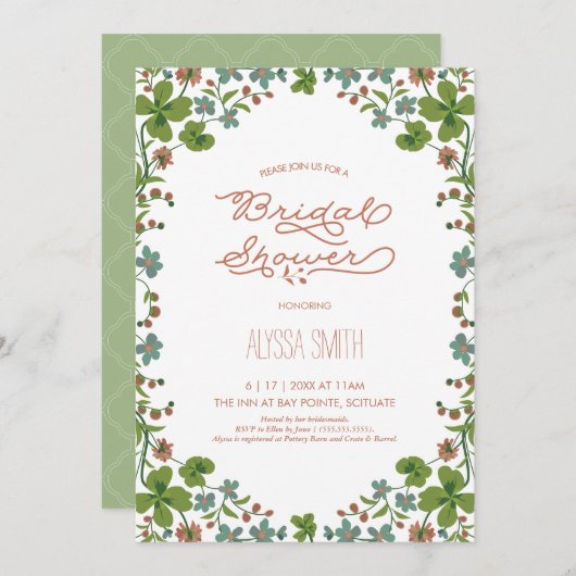 stijl bruids doucheuitnodiging - Floral Kaart (Voorkant / Achterkant)