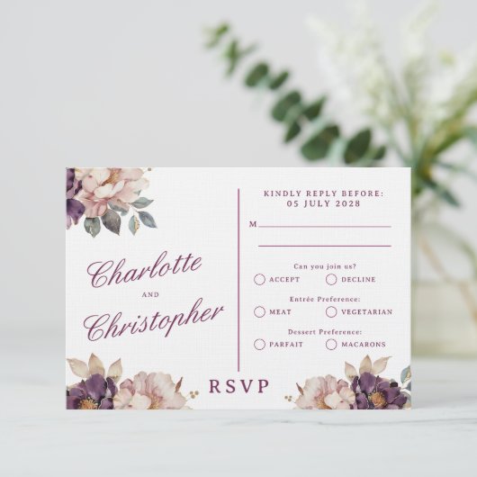  stijl bruiloft Elegante RSVP-kaart, RSVP-kaart RSVP Kaartje (Staand voorkant)