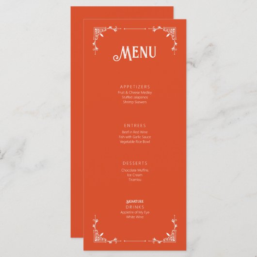  stijl bruiloft evenement menu platte Kaart Sinaas (Voorkant / Achterkant)