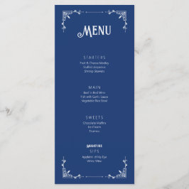 stijl bruiloft event menu platte Kaart blauw