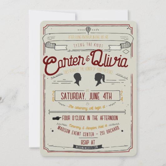  stijl bruiloft uitnodiging (Voorkant)