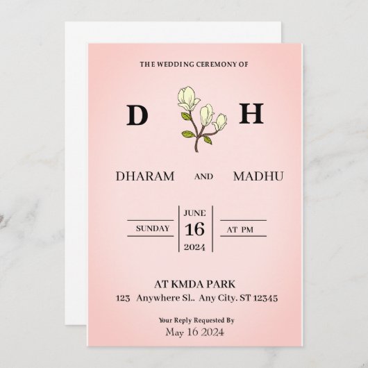 stijl bruiloft uitnodigingskaart kaart (Voorkant / Achterkant)