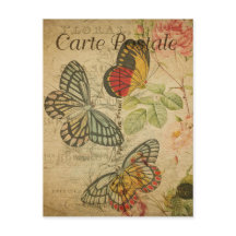  stijl Butterflies French Carte Postale