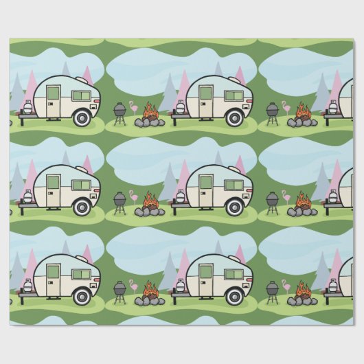  stijl camper glanzend inpakpapier (Vlak)