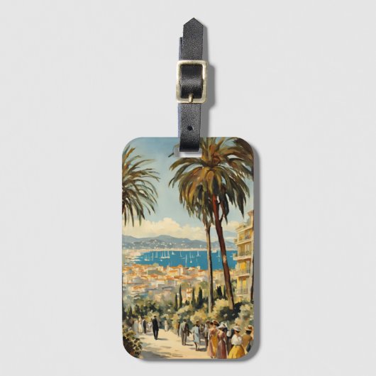 stijl Cannes Franse reizen Waterverf Bagagelabel (Voorkant (verticaal))