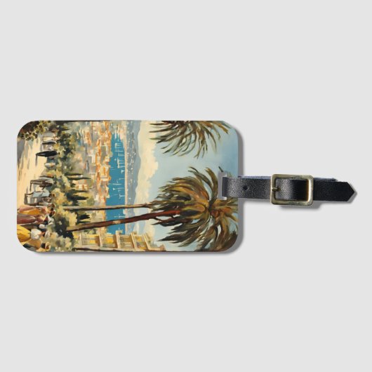 stijl Cannes Franse reizen Waterverf Bagagelabel (Voorkant (horizontaal))