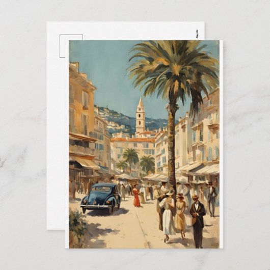  stijl Cannes Franse reizen Waterverf Feestdagenkaart (Voorkant / Achterkant)