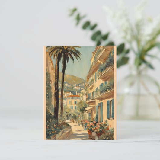 stijl Cannes Franse reizen Waterverf Feestdagenkaart (Staand voorkant)