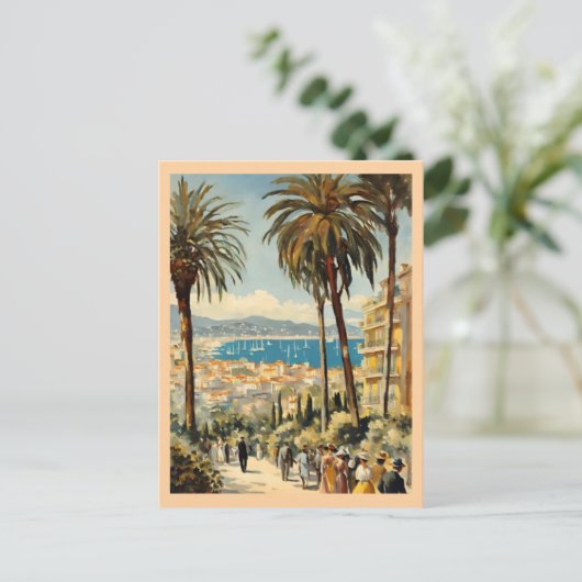 stijl Cannes Franse reizen Waterverf Feestdagenkaart (Staand voorkant)