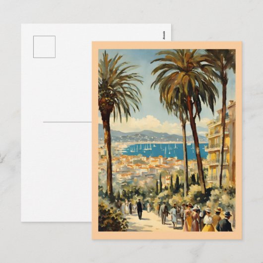 stijl Cannes Franse reizen Waterverf Feestdagenkaart (Voorkant / Achterkant)