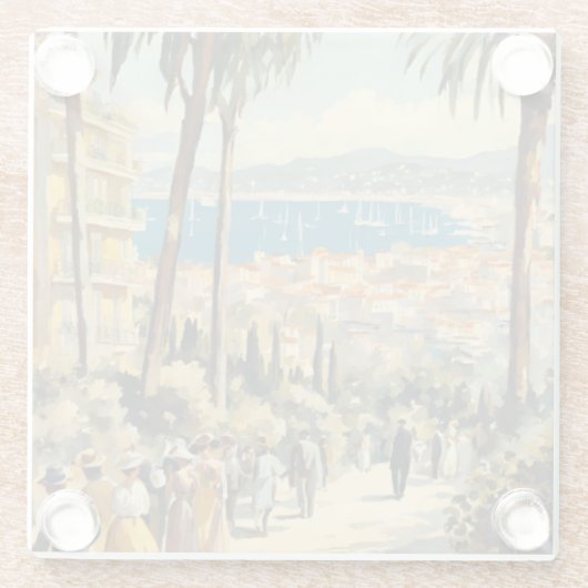 stijl Cannes Franse reizen Waterverf Glazen Onderzetter (Achterkant)