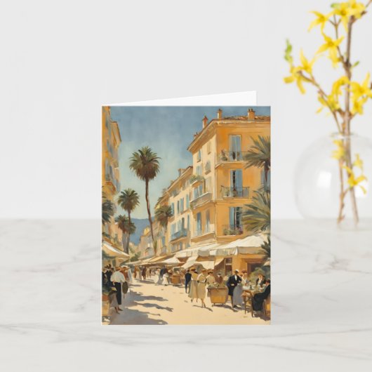  stijl Cannes Franse reizen Waterverf Kaart (Gele Bloem)