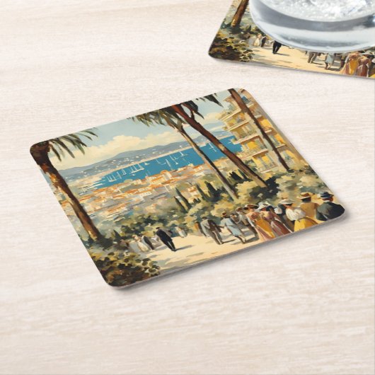 stijl Cannes Franse reizen Waterverf Kartonnen Onderzetters (Schuin)