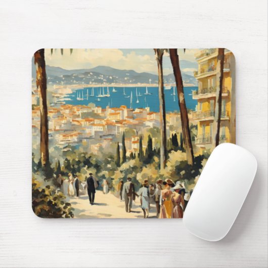  stijl Cannes Franse reizen Waterverf Muismat (Met muis)