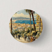 stijl Cannes Franse reizen Waterverf Ronde Button 3,2 Cm (Voorkant)