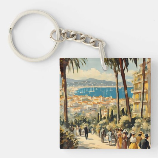  stijl Cannes Franse reizen Waterverf Sleutelhanger (voorkant)