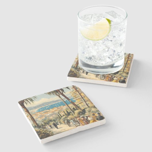  stijl Cannes Franse reizen Waterverf Stenen Onderzetter (Zijkant)