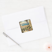  stijl Cannes Franse reizen Waterverf Vierkante Sticker (Envelop)