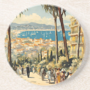 stijl Cannes Franse reizen Waterverf Zandsteen Onderzetter