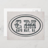  stijl Cape May NJ Beach Label Briefkaart (Voorkant / Achterkant)