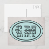  stijl Cape May NJ Beach Label Briefkaart (Voorkant / Achterkant)