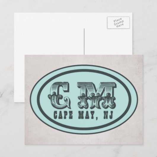  stijl Cape May NJ Beach Label Briefkaart (Voorkant / Achterkant)