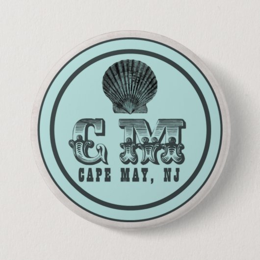 stijl Cape May NJ Beach Label Pin Ronde Button 7,6 Cm (Voorkant)