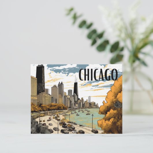 stijl Chicago Briefkaart (Staand voorkant)