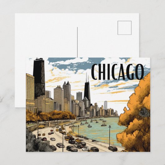  stijl Chicago Briefkaart (Voorkant / Achterkant)