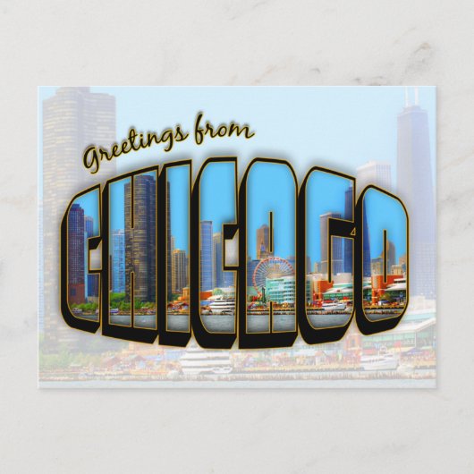 stijl Chicago Cityscape Post Card Briefkaart (Voorkant)