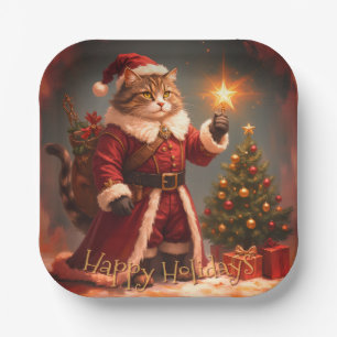 stijl Christmas Kat Square Papieren Bordje