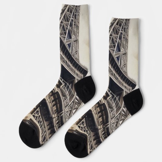 stijl Close-up Eiffeltoren Parijs Reizen Sokken (Links)