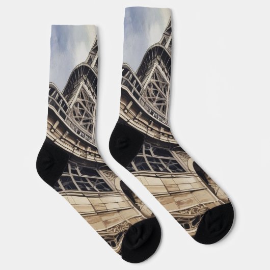 stijl Close-up Eiffeltoren Parijs Reizen Sokken (Rechts)