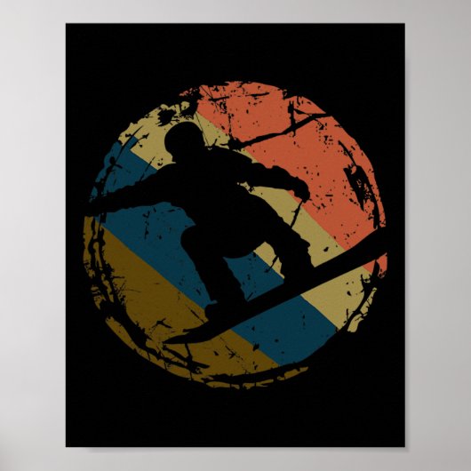 Stijl Cool Retro 70's Snowboard Gift Snowb Poster (Voorkant)